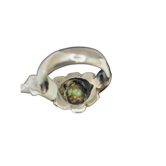 Navajo Turquoise Chocolate Brown Matrix Ring 925 Silver Size 8.5 Vintage - Picture 9 of 13